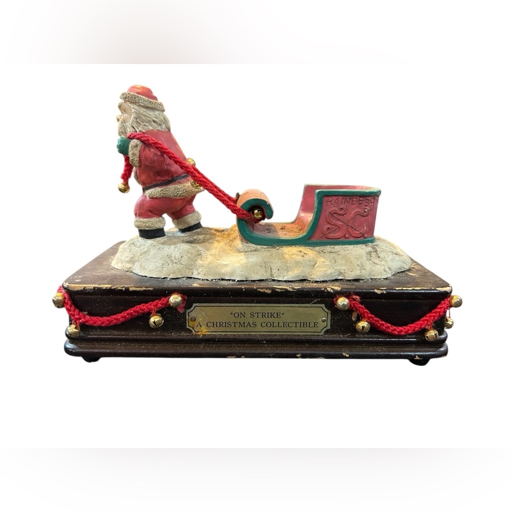 1992 House of Lloyd Santa 'On Strike' Christmas with Music Box-Tested -✅